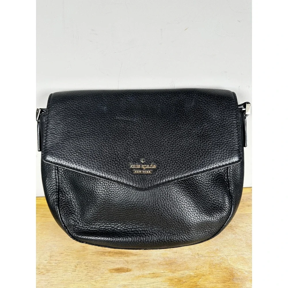 Kate Spade Black Pebbled Leather Spencer Court Lavinia Crossbody‎ Purse Classic